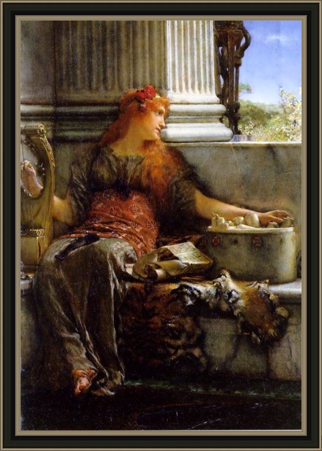 Framed Sir Lawrence Alma-Tadema poetry painting