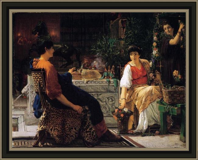 Framed Sir Lawrence Alma-Tadema preparations for the festivities painting