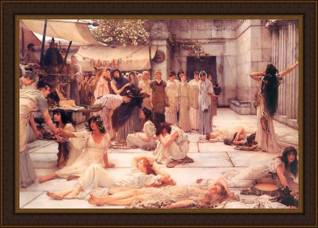 Framed Sir Lawrence Alma-Tadema the women of amphissa painting
