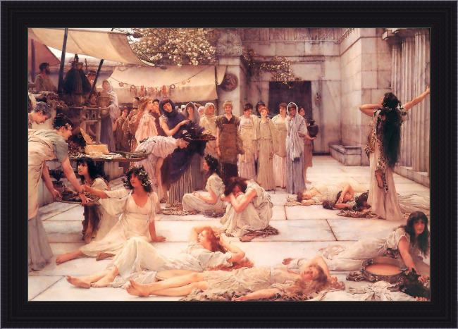 Framed Sir Lawrence Alma-Tadema the women of amphissa painting