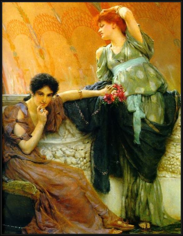 Framed Sir Lawrence Alma-Tadema unconscious rivals detail painting