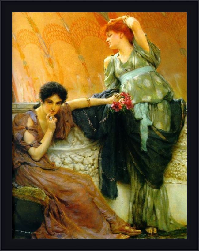 Framed Sir Lawrence Alma-Tadema unconscious rivals detail painting