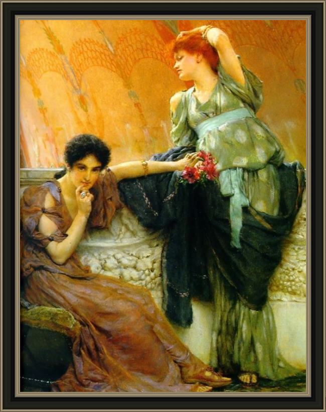 Framed Sir Lawrence Alma-Tadema unconscious rivals detail painting