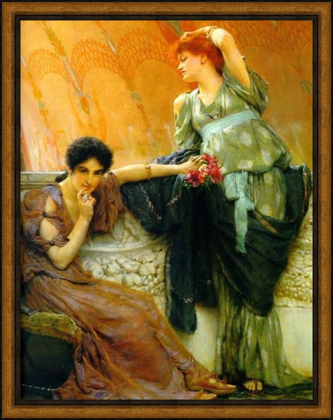 Framed Sir Lawrence Alma-Tadema unconscious rivals detail painting