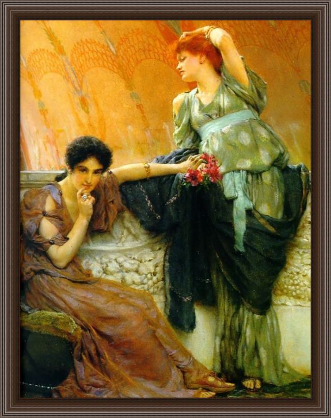 Framed Sir Lawrence Alma-Tadema unconscious rivals detail painting
