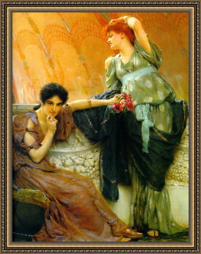 Framed Sir Lawrence Alma-Tadema unconscious rivals detail painting