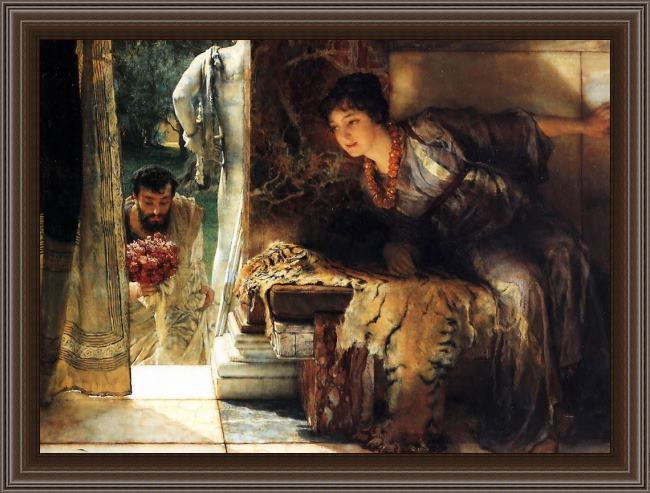 Framed Sir Lawrence Alma-Tadema welcome footsteps painting