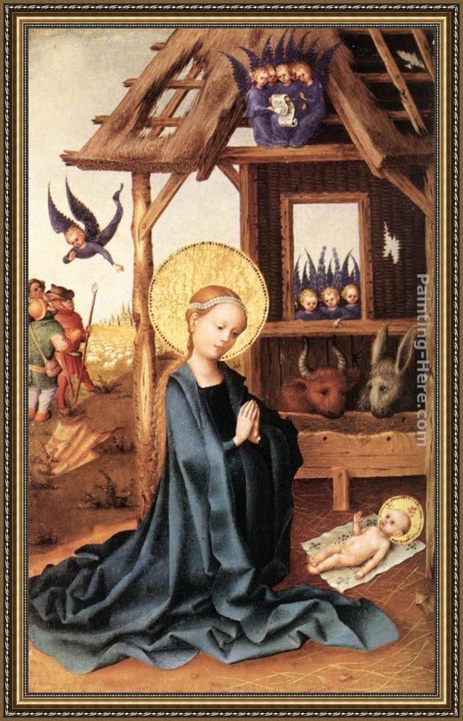 Framed Stefan Lochner adoration of the child jesus painting