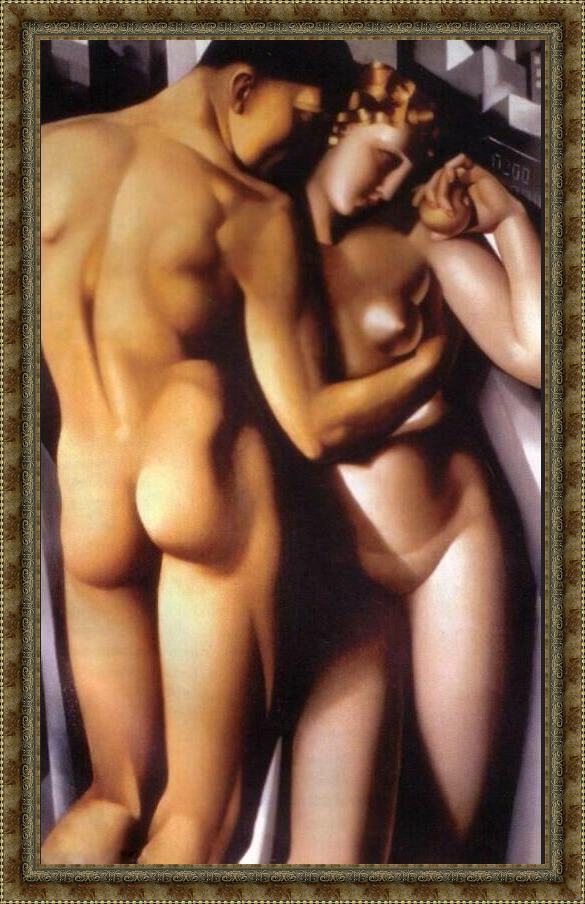 Framed Tamara de Lempicka adam and eve painting