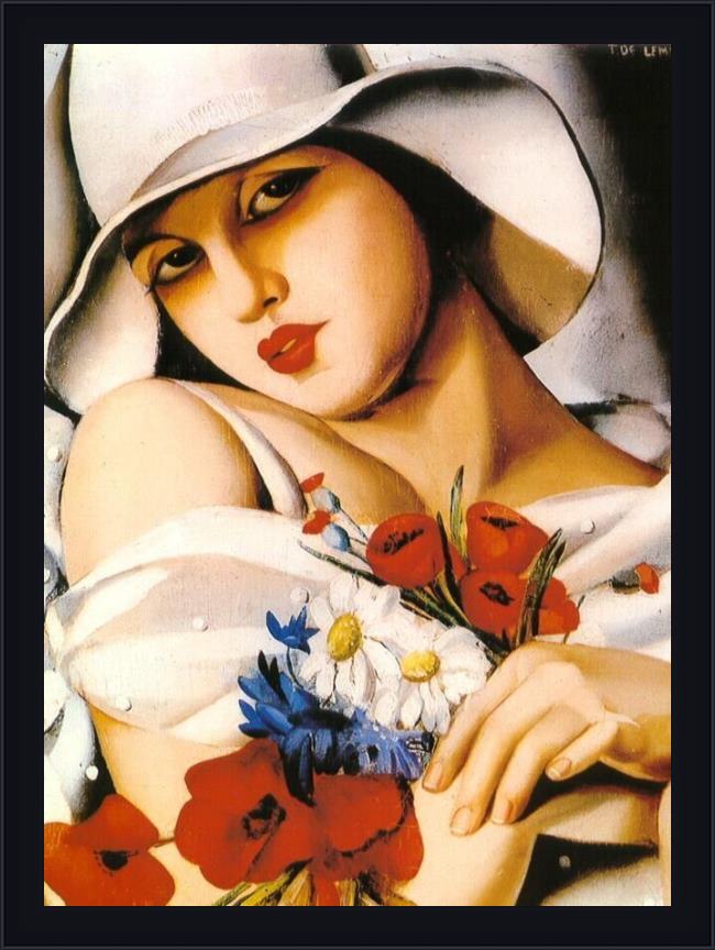 Framed Tamara de Lempicka summer painting