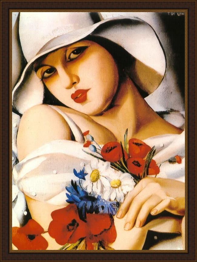 Framed Tamara de Lempicka summer painting