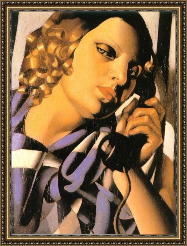 Framed Tamara de Lempicka the telephone painting