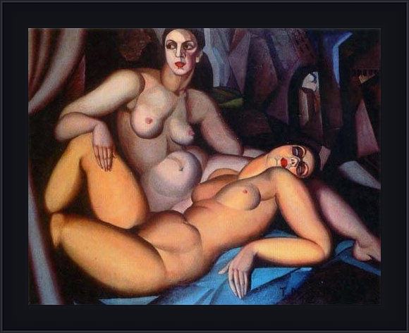 Framed Tamara de Lempicka two friends painting