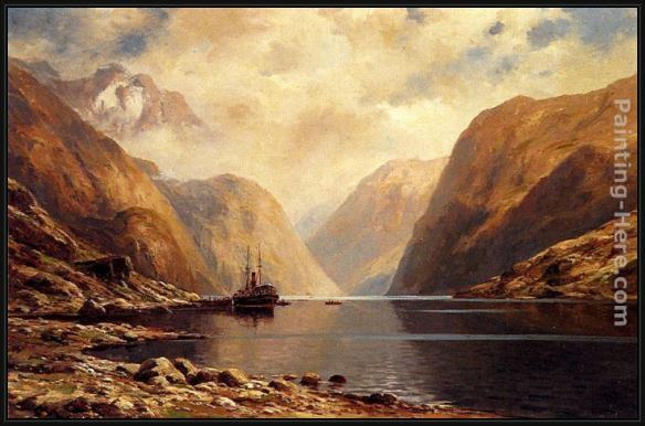Framed Themistocles Von Eckenbrecher naero fjord painting