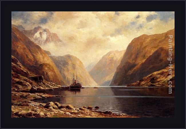 Framed Themistocles Von Eckenbrecher naero fjord painting