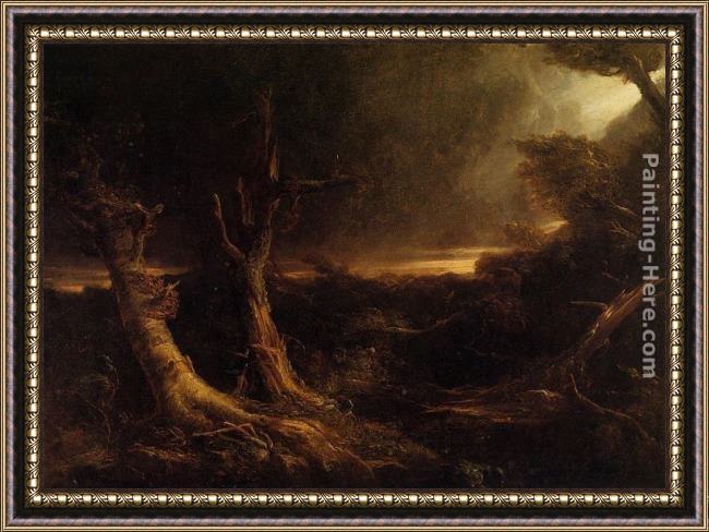 Framed Thomas Cole a tornado in the wilderness painting