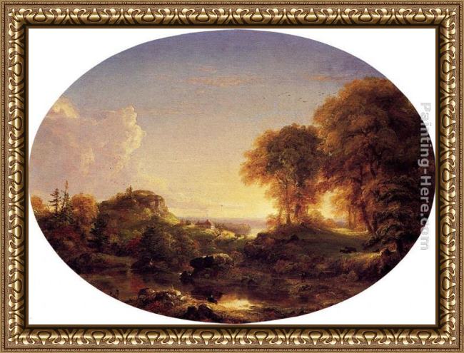 Framed Thomas Cole catskill landscape painting