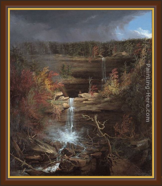 Framed Thomas Cole falls of the kaaterskill painting