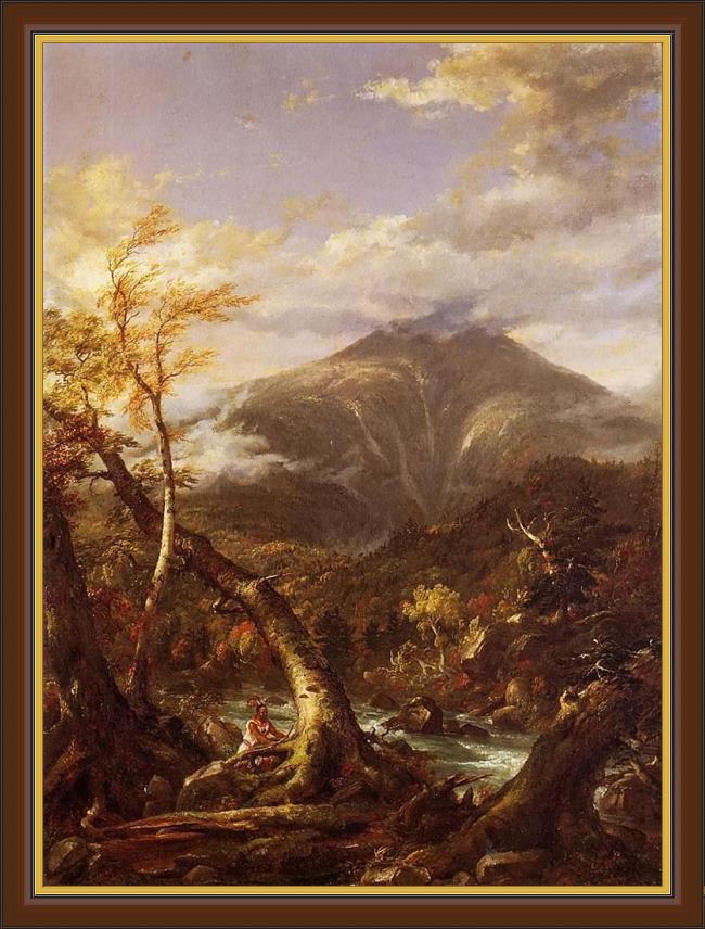 Framed Thomas Cole indian pass tahawus painting