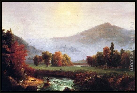 Framed Thomas Cole morning mist rising, plymouth, new hampshire painting