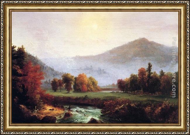 Framed Thomas Cole morning mist rising, plymouth, new hampshire painting
