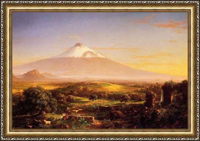 Framed Thomas Cole mount etna painting