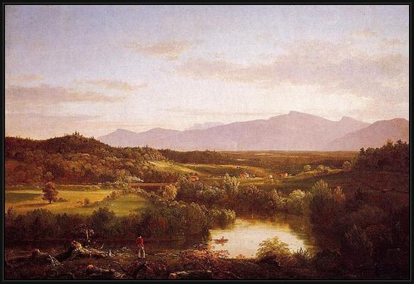 Framed Thomas Cole river in the catskills painting