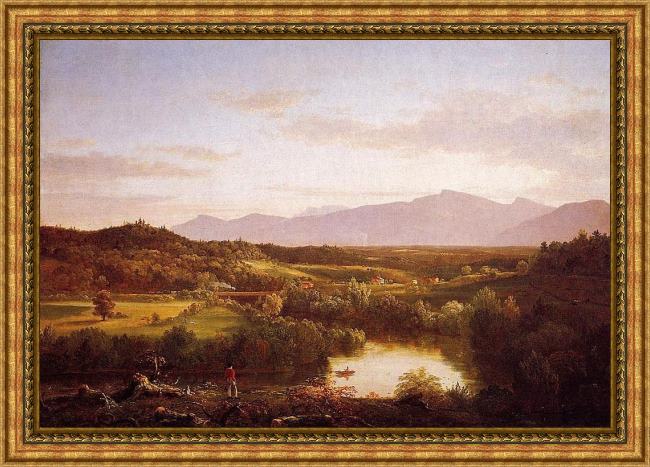 Framed Thomas Cole river in the catskills painting