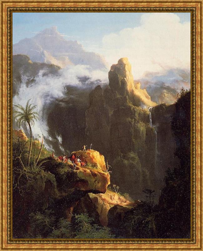 Framed Thomas Cole saint john in the wilderness painting