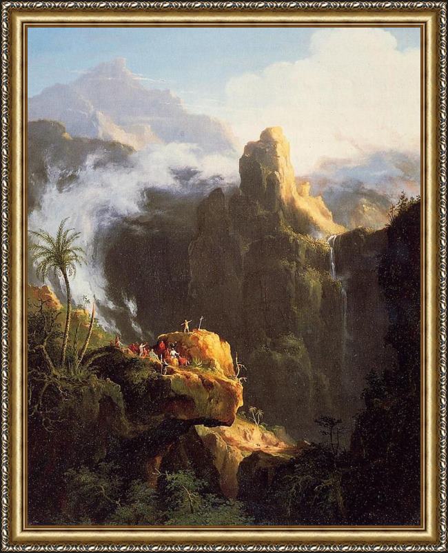 Framed Thomas Cole saint john in the wilderness painting
