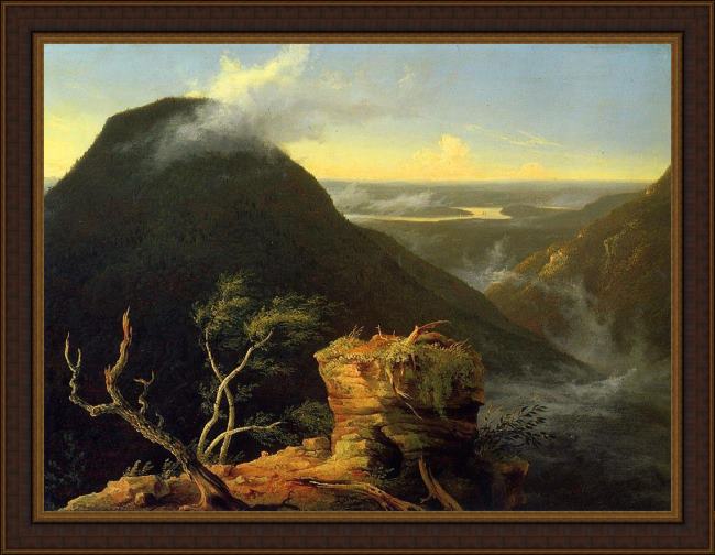 Framed Thomas Cole sunny morning on the hudson river painting