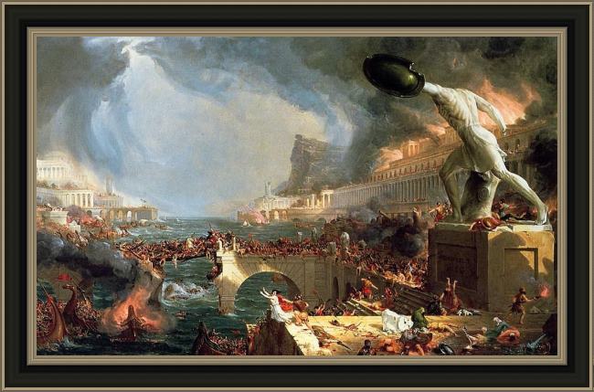 Framed Thomas Cole the course of empire destruction painting