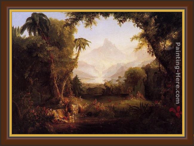 Framed Thomas Cole the garden of eden painting