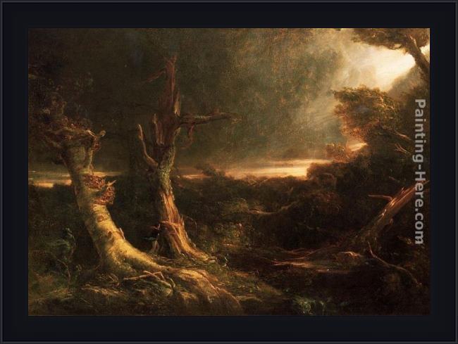 Framed Thomas Cole tornado painting