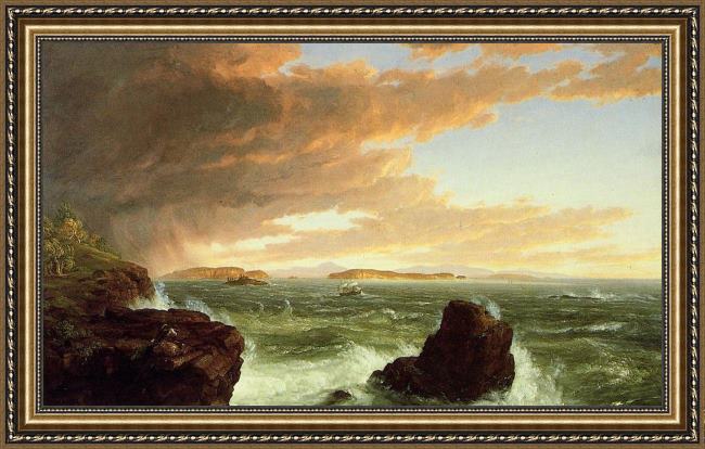 Framed Thomas Cole view across frenchmans bay from mount desert island after a squall painting