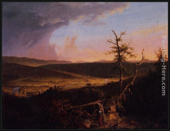 Framed Thomas Cole view on the schoharie painting