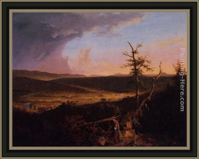 Framed Thomas Cole view on the schoharie painting