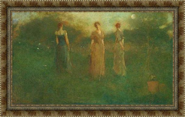 Framed Thomas Dewing in the garden painting
