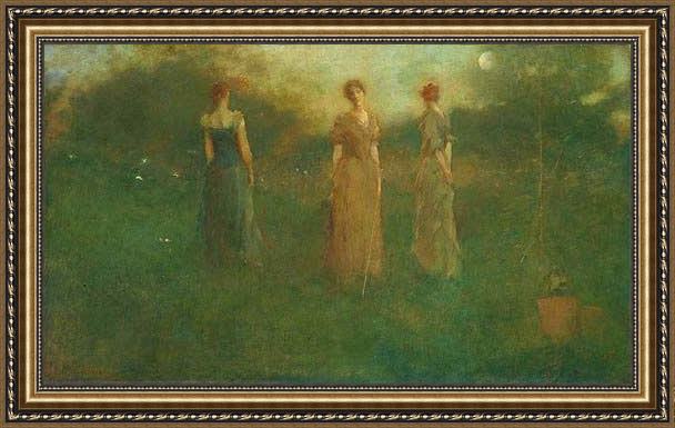 Framed Thomas Dewing in the garden painting