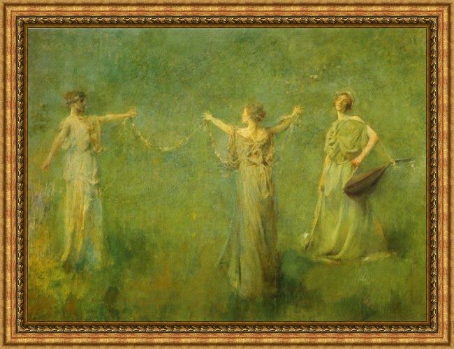 Framed Thomas Dewing the garland painting