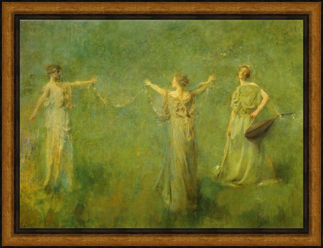 Framed Thomas Dewing the garland painting
