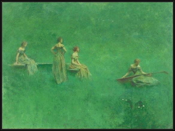 Framed Thomas Dewing the lute painting