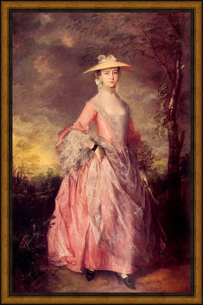 Framed Thomas Gainsborough mary countess of howe painting