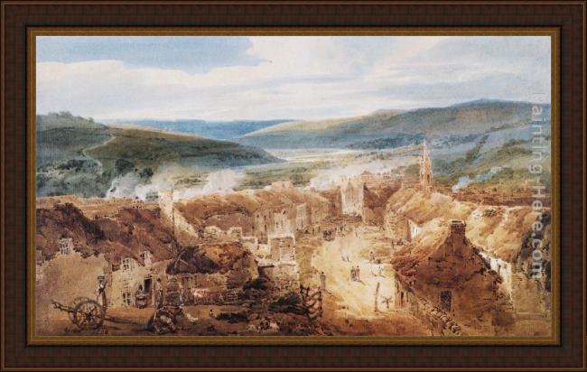 Framed Thomas Girtin the village of jedburgh, roxburghshire painting