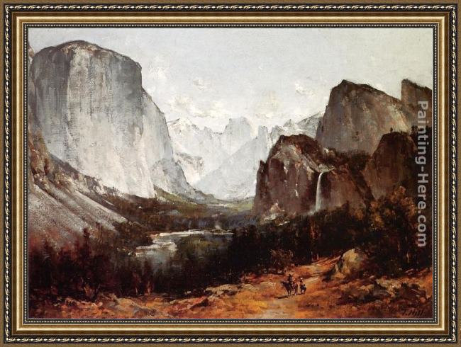 Framed Thomas Hill a view of yosemite valley painting