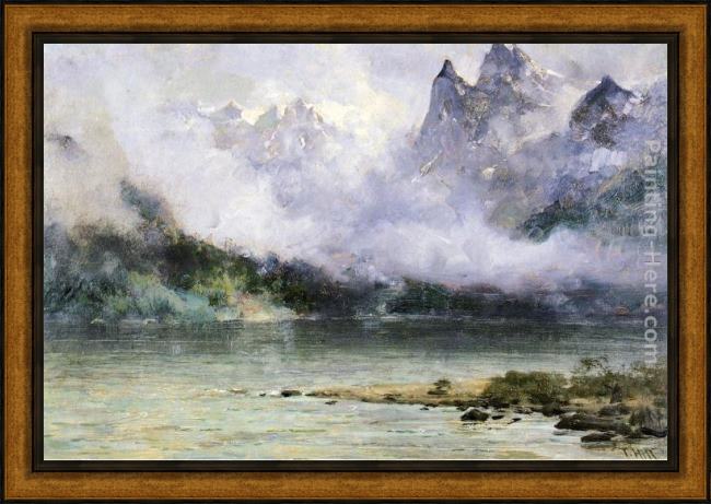 Framed Thomas Hill alaska scene near juneau painting