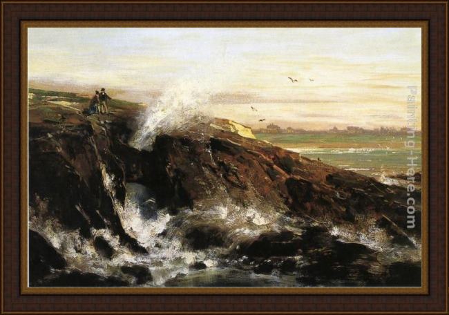 Framed Thomas Hill land's end painting
