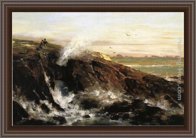 Framed Thomas Hill land's end painting