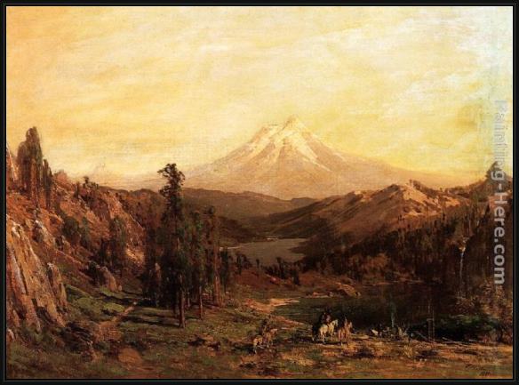 Framed Thomas Hill mount shasta and castle lake, california painting