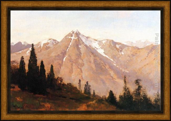 Framed Thomas Hill mountain of the holy cross painting